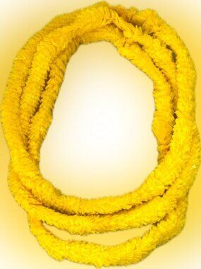 SET 3 BRIGHT YELLOW HAWAIIAN LEIS HULA LUAU BEACH POOL PARTY SOFT FLUFFY 36” LEI